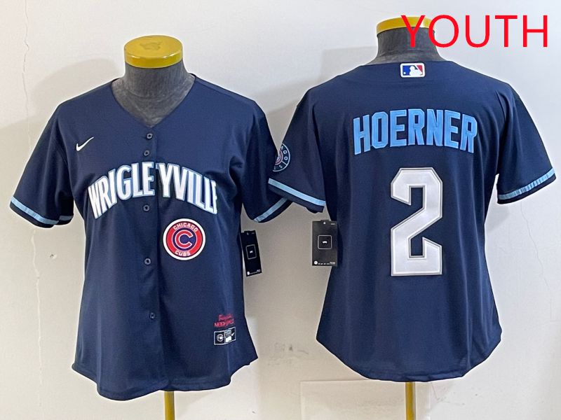 Youth Chicago Cubs #2 Hoerner Blue City Edition Game 2025 Nike MLB Jersey style 7